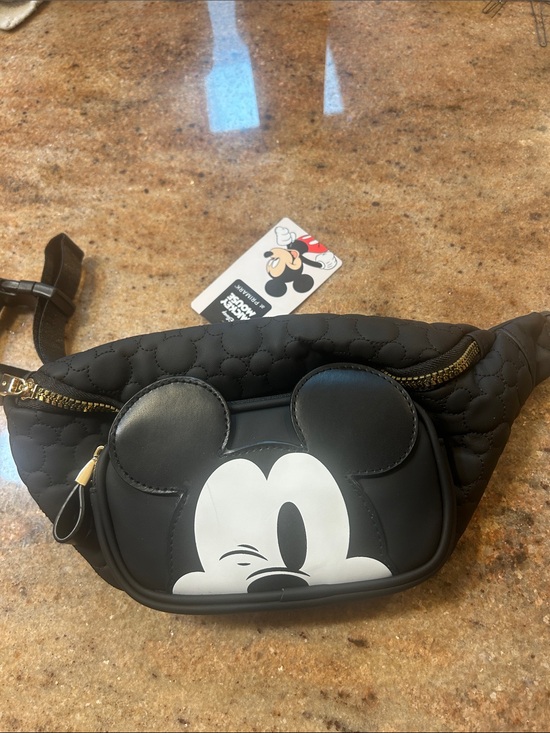 Primark Handbags - NWT Disney Black Quilted Mickey Mouse Waist Bag with Gold Zipper